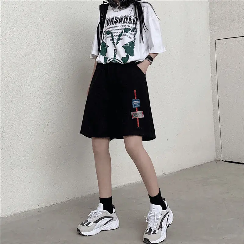 

Female students' summer new straight leisure pants with cotton shorts high waist original Sufeng sports loose Capris ins