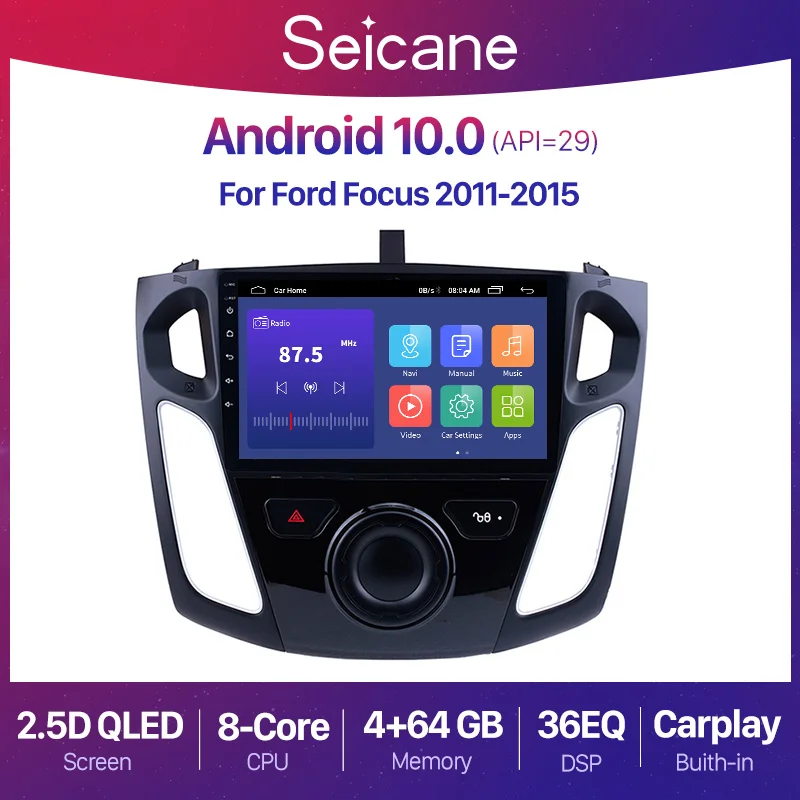 Автомагнитола Seicane 2 + 32 ГБ Android 10 0 для Ford Focus 3 2011 2019 GPS навигация мультимедийный