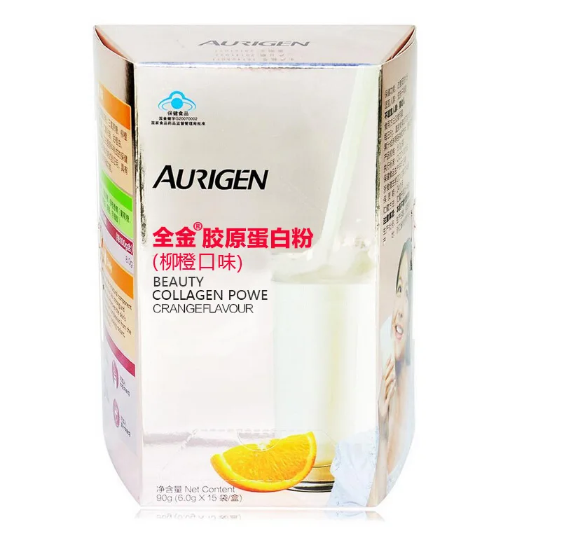 

Full Gold Collagen Powder (orange Flavor) 6.0 G/bag * 15 Bags/box Identical with Pharmacy Once a Day, 1 Bag Each Time. 24 Months