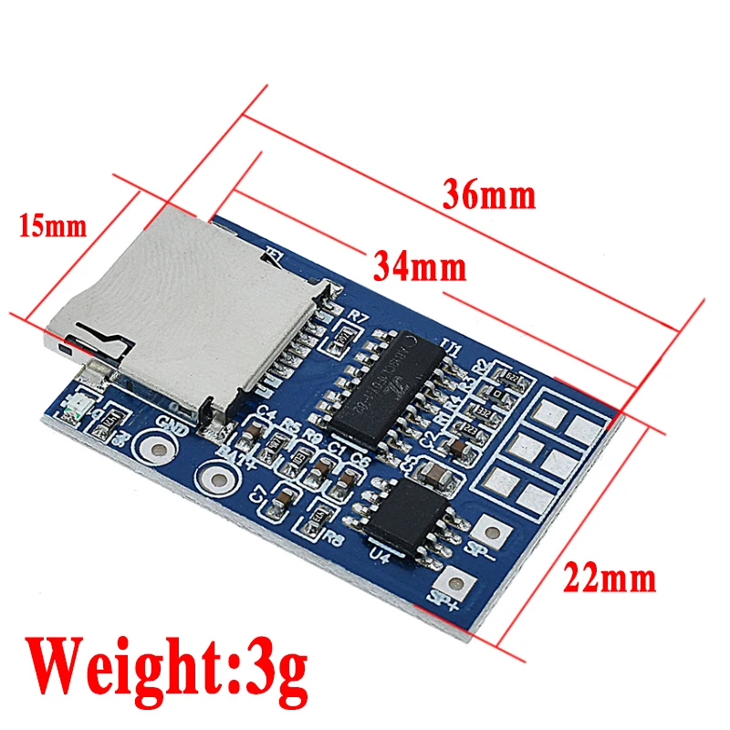 GPD2846A TF Card MP3 Decoder Board 2W Amplifier Module for Arduino GM Power Supply Module images - 6