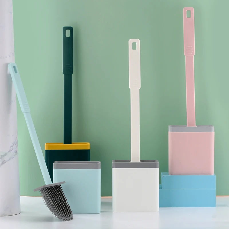 

Silicone Toilet Brush Slot Anti Splash Toilet Brush Hidden Box Soft Hair Gap Imitation No Dead Household Bathroom Accessories