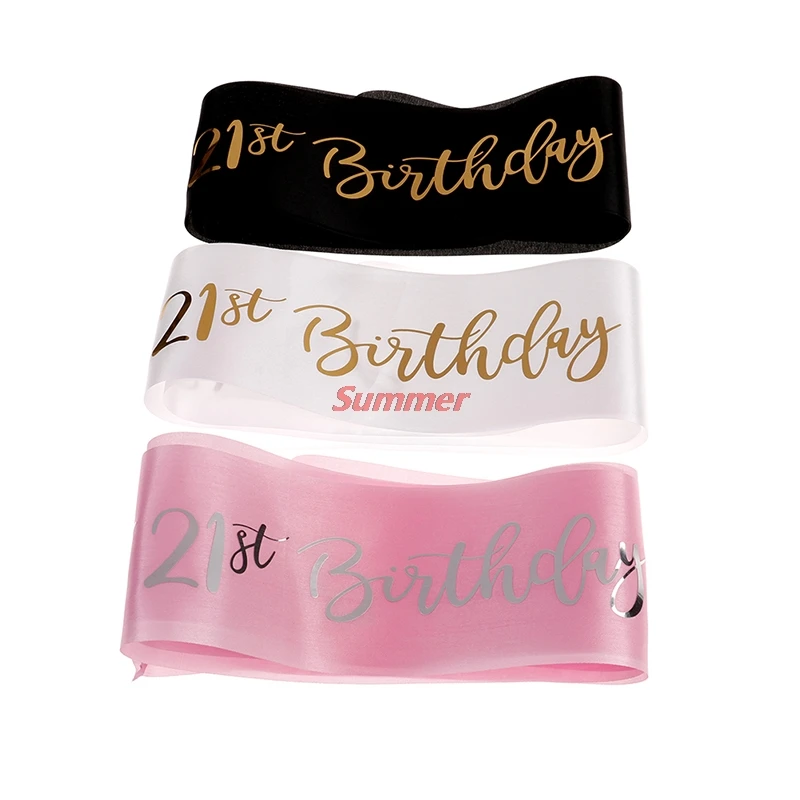 

New Glitter Happy 21st Birtay Satin Sash for Girl 21st Birtay Party Decorations Supplies Ideas Favor Gifts