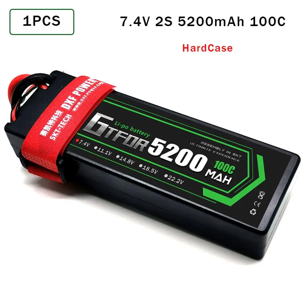 GTFDR-bater&iacute;a Lipo de 5200mAh, 7,4 V, 100C, 2S, para RC Evader BX, coche, cami&oacute;n, Truggy, Buggy, 1/8, 1/10, todoterreno, RC-1