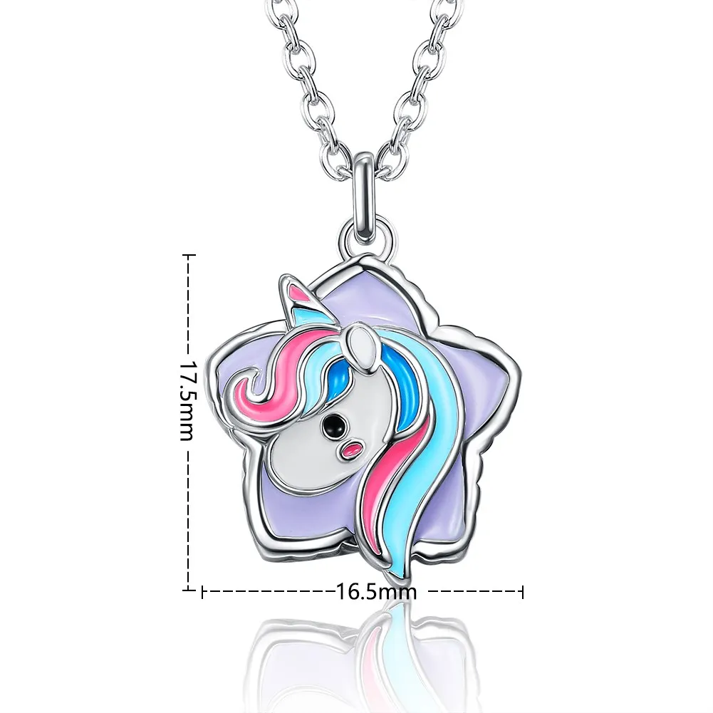 

Fashion Platinum Plated Necklace Unicorn Horse Head Lovely Sweet Style for Unisex Children Women LKN18KRGPN1249
