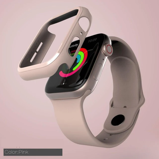 Pink 2 шт. очень тонкий Рамка ПК для наручных часов Apple Watch чехол серии 5/4 для мобильного часо-40/44 мм часы аксессуары чехол защитный чехол - Цвет: Pink