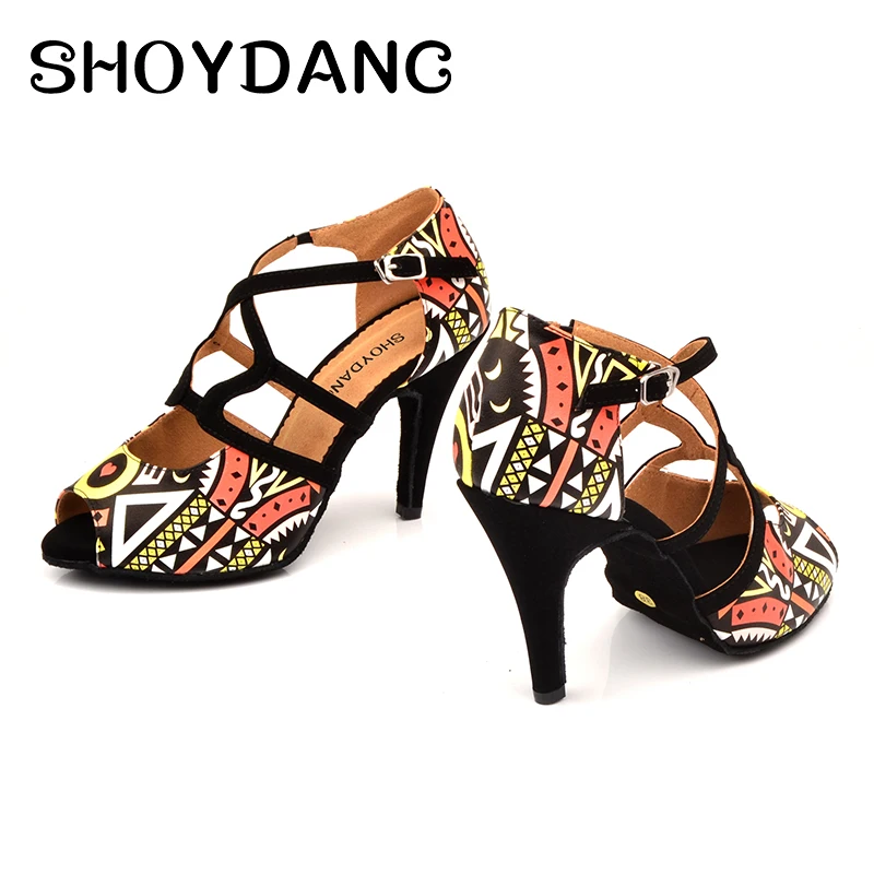 Женские танцевальные туфли из искусственной кожи в африканском стиле 9 см обувь
