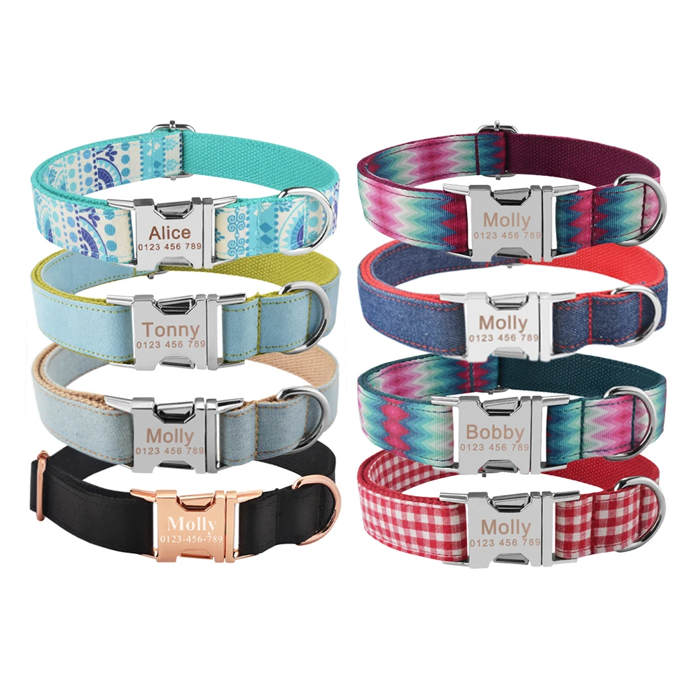 

Fashion Boy Girl Dogs Unisex Dog Collar Products Pet Collar Small Large Personalized Dog Collar Custom Free Engraved Name ID Tag