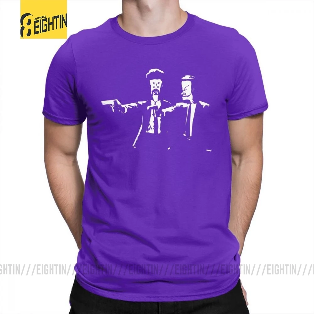 Beavis And Butthead, футболки, классические, подходят, футболки, круглый вырез, короткий рукав, высокое качество, мужская, чистый хлопок, футболка размера плюс - Цвет: Фиолетовый
