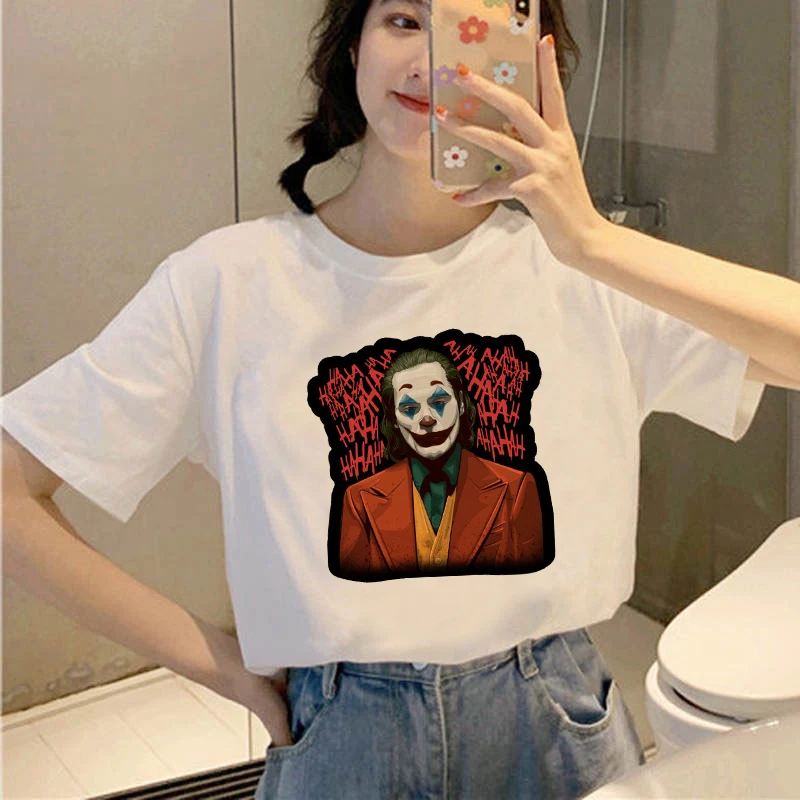 

summer new Funny Clown pattern T-shirt printed chic Harajuku Neck Casual retro top women's fashion T-shirt