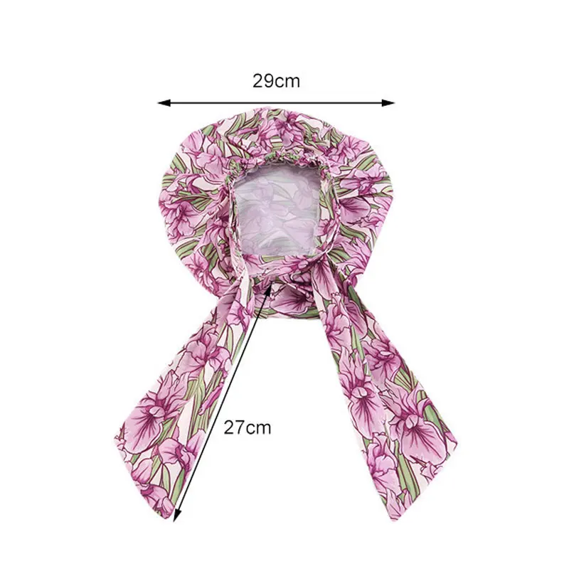 

Women Satin Knotted Shower Cap New Fashion Waterproof Elastic Band Silk Head Cover Sleep Cap Hair Bonnet Hat Bath Spa bonnet