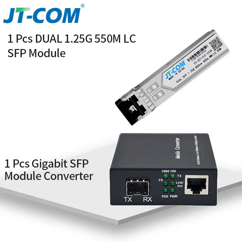 1 пара = 2 шт. Гигабитный оптический медиаконвертер SFP в RJ45 Оптоволоконный коммутатор Fibra Optica 1000 Мбит / с SFP Волоконно-оптический трансивер с модулем SFP SC / LC Совместим с Mikrotik Cisco Ethernet Switch - Цвет: with LC 550m module