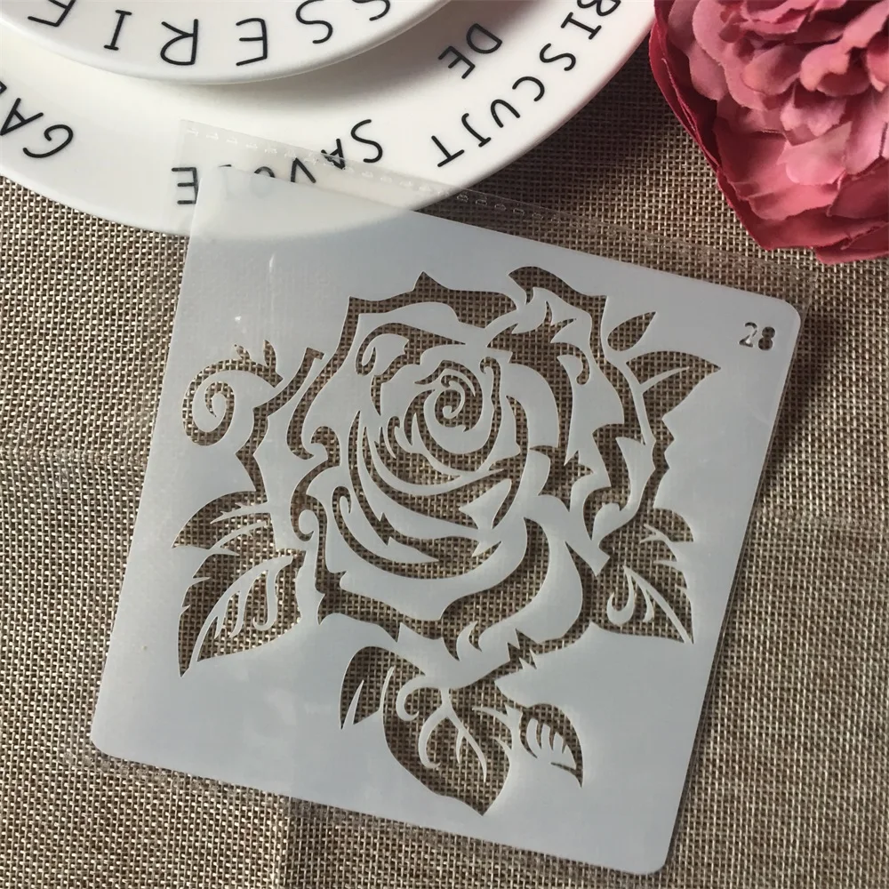 1 шт. 13 см роза DIY трафареты настенная живопись раскраска для скрапбукинга