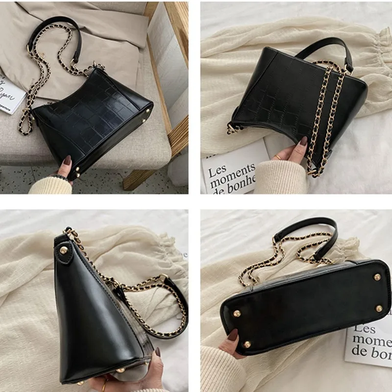 High Quality PU Leather Hobos Chain Shoulder Bags Women Crossbody Fashion Handbags Ladies Messenger Bag Female Purses 2020 | Багаж и сумки