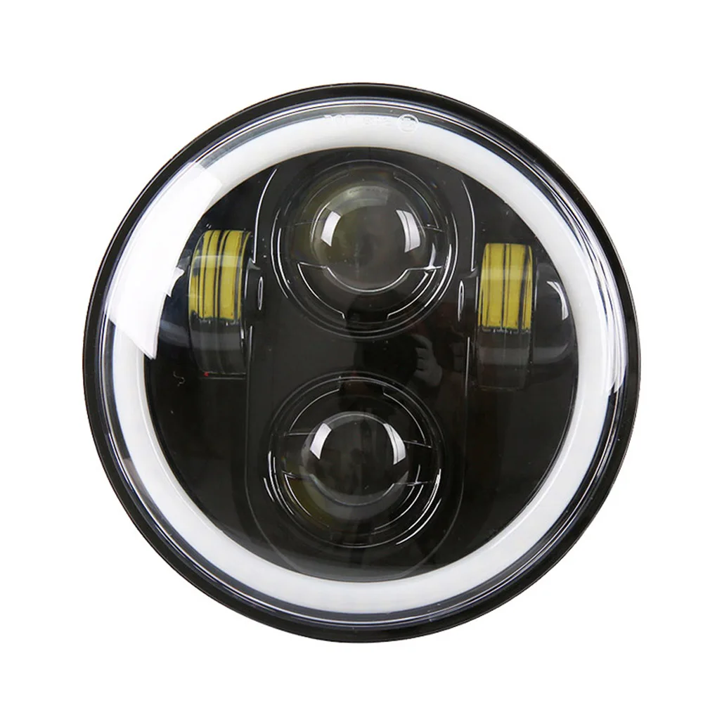 

5.75" Motorcycle LED Headlight Bulb for Dyna Sportster Victory Triumph Indian Motor HeadLamp Halo DRL Amber Turn Light