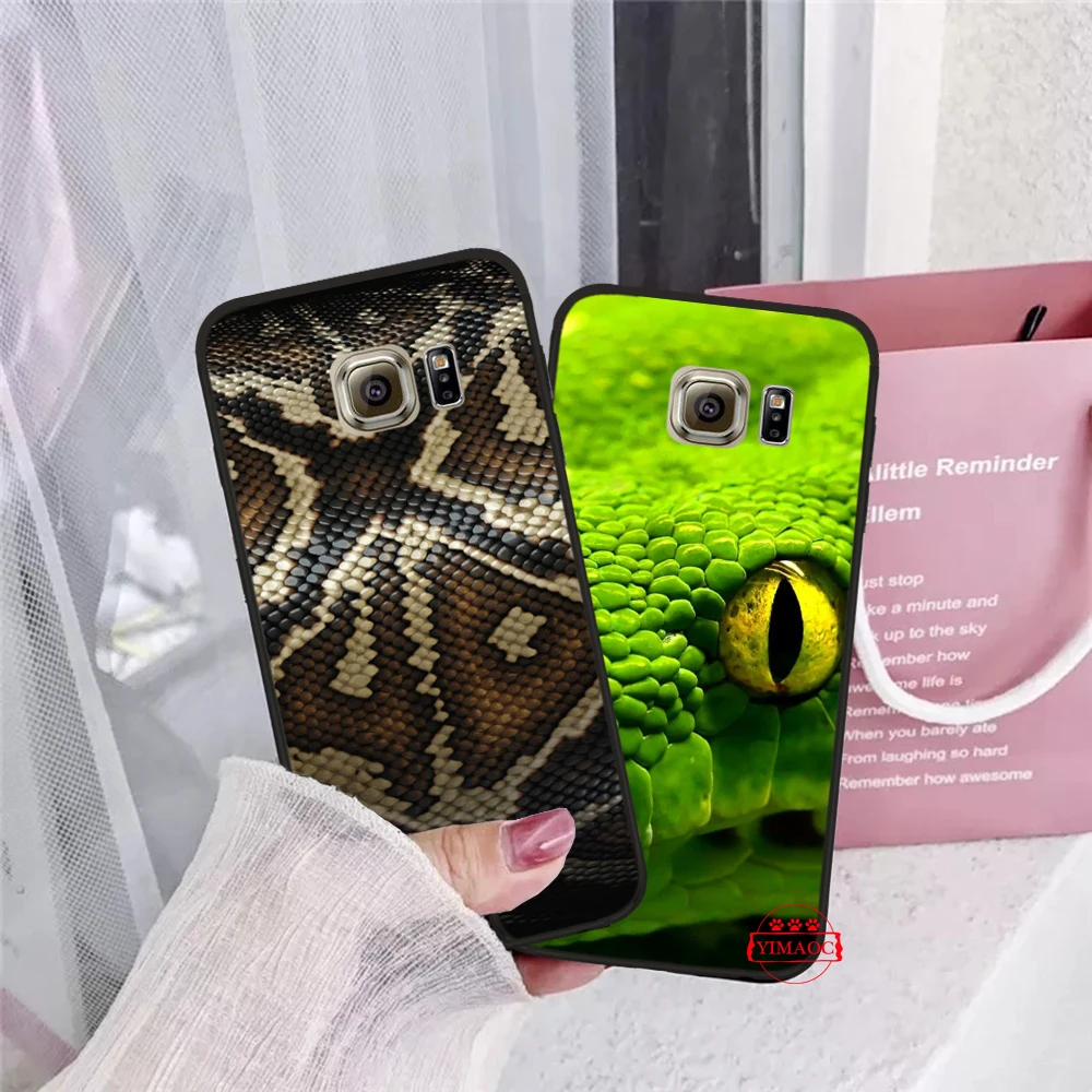 Змея питона кожаный силикон мягкий чехол для samsung S6 S7 край S8 S9 S10 Plus Note 8 9 10 M10 M20 M30 M40