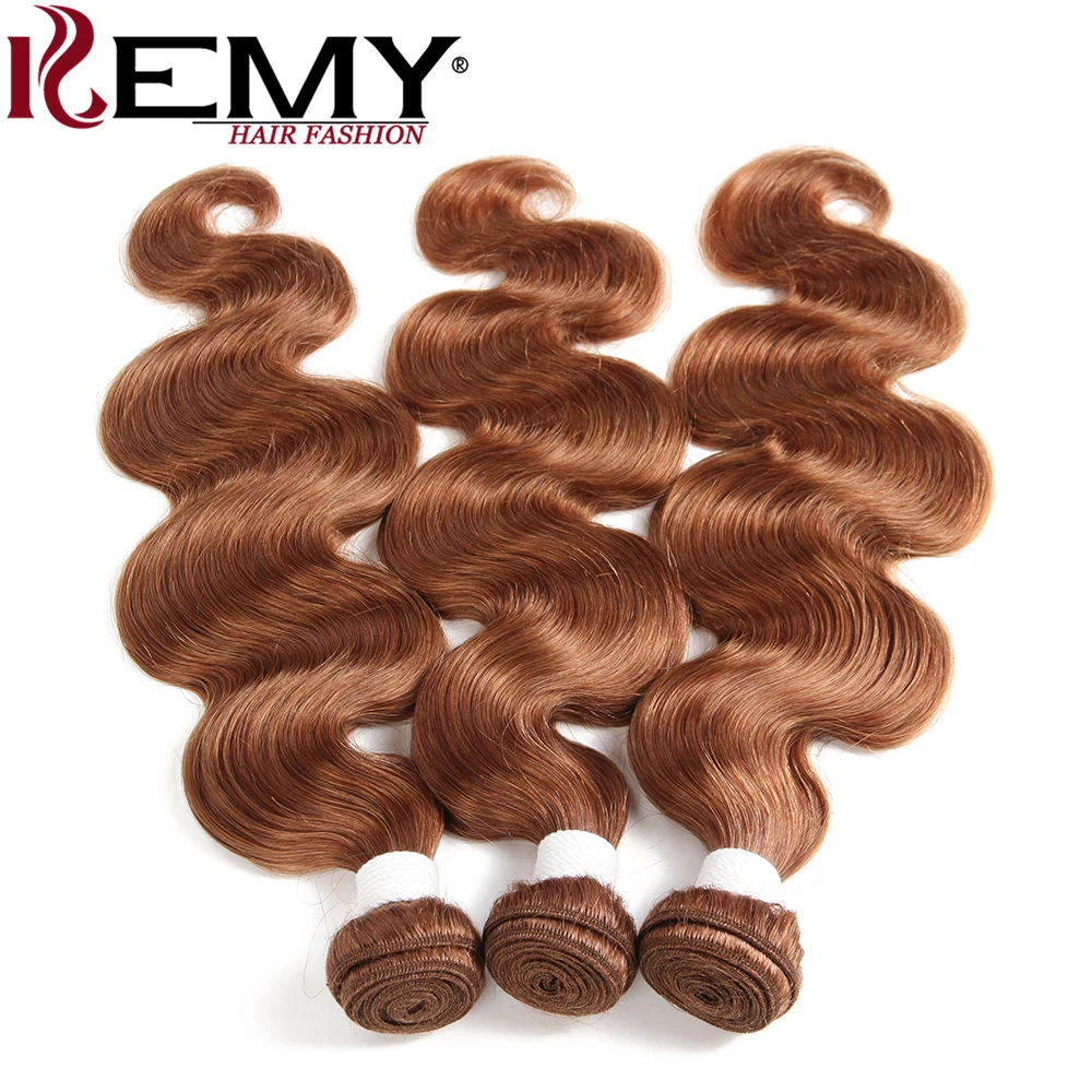 Средний коричневый 4# человеческие волосы пучки с закрытием 4*4 kemy Hair бразильские волнистые человеческие волосы ткет 3 шт не реми волосы