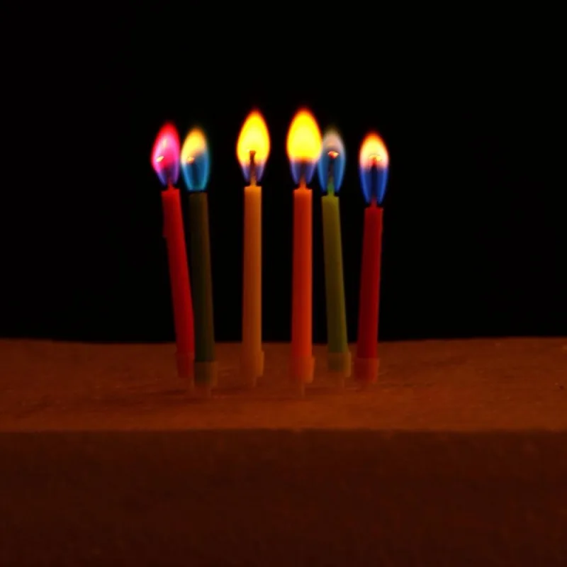 6 шт./лот цветные свечи для дня рождения цветное безопасное пламя украшения