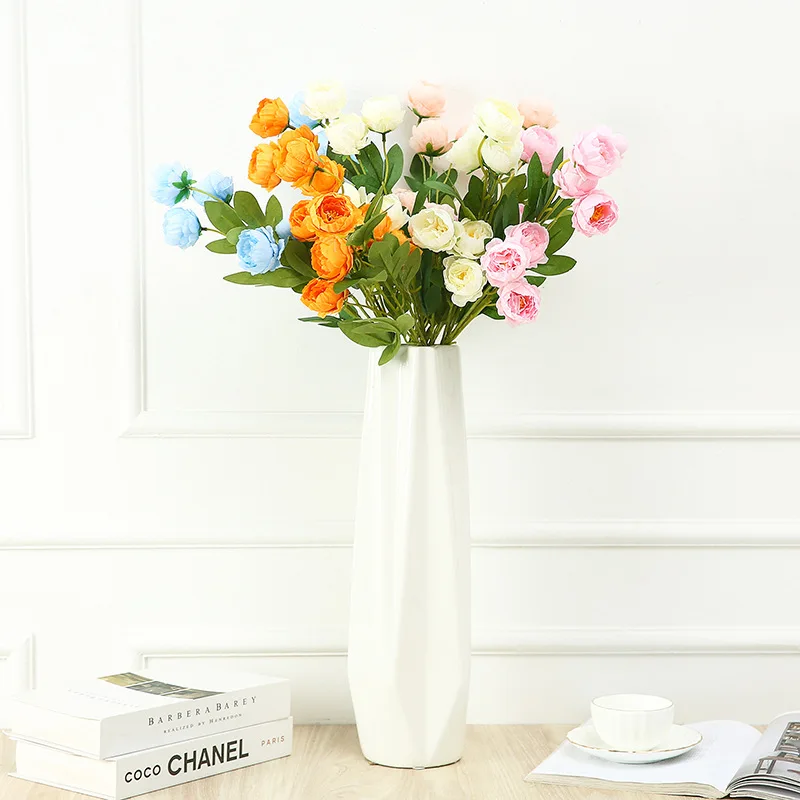 

6pcs / lot Shabby European bouquet for bride, small peonies, silk flowers, mini fake flowers for home decoration, interior decor