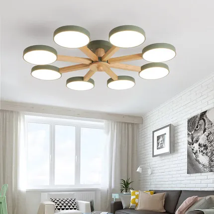 Скандинавская деревянная люстра лампы 3/6/8 светодиодный ные люстры для гостиной и