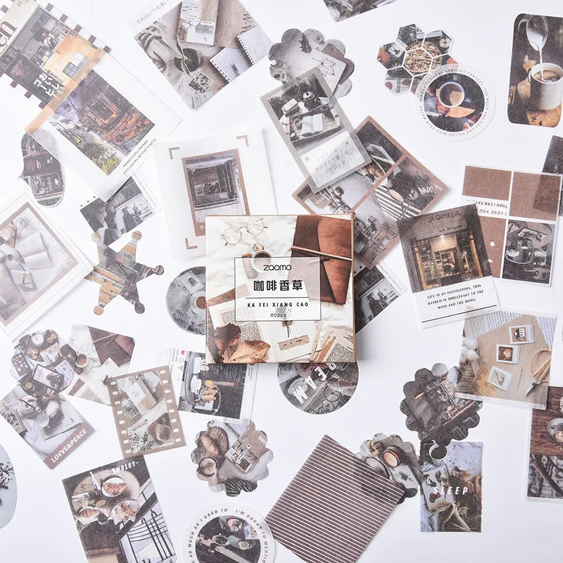 

80 pcs/pack Coffee vanilla Bullet Journal Stickers Cute Decorative Stationery Sticker Scrapbooking DIY Diary Stick Label escolar