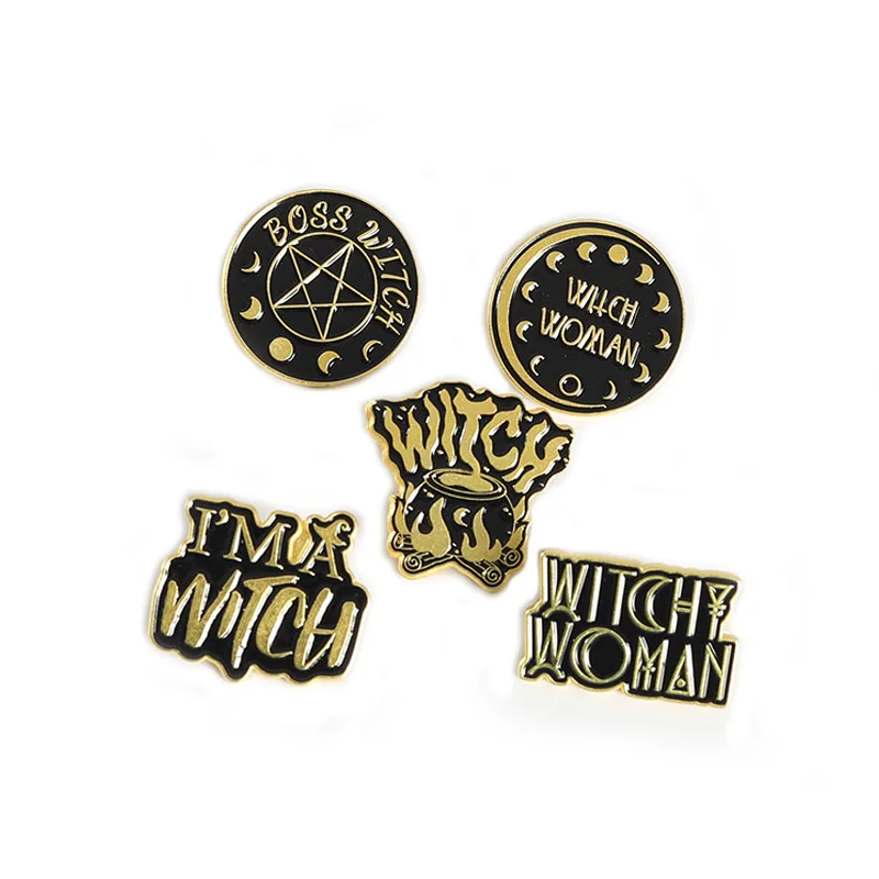 

Witch Letter Bonfire Brooch Bag Clothes Backpack Lapel Enamel Pin Badges Alloy Jewelry Gift For Friend Men Women Accessories