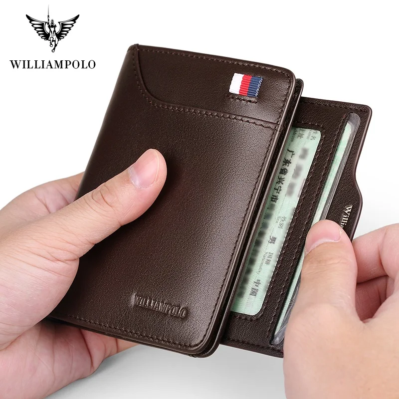 Новинка 2020 мужские кошельки WilliamPolo из натуральной кожи повседневные тонкие