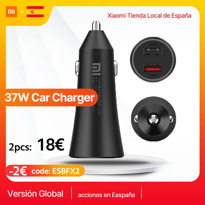 Xiaomi 37W Dual-Port Car Charger Mutiple security protection LED Notice Light Compatible multi-Vehicle mode Frosted texture | Мобильные