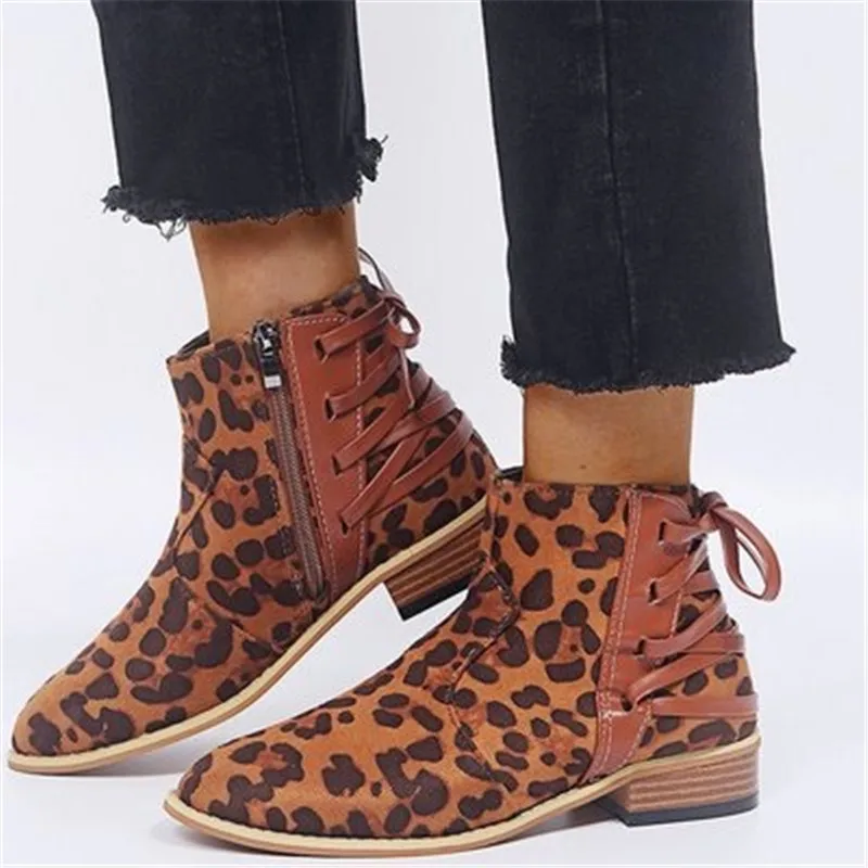 Женские ботильоны из замши с леопардовым принтом сезон осень зима женские