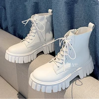 black women martin boots 2021 new autumn white solid fashion thick platform female ankle boots ladies booties shoes casual shoes