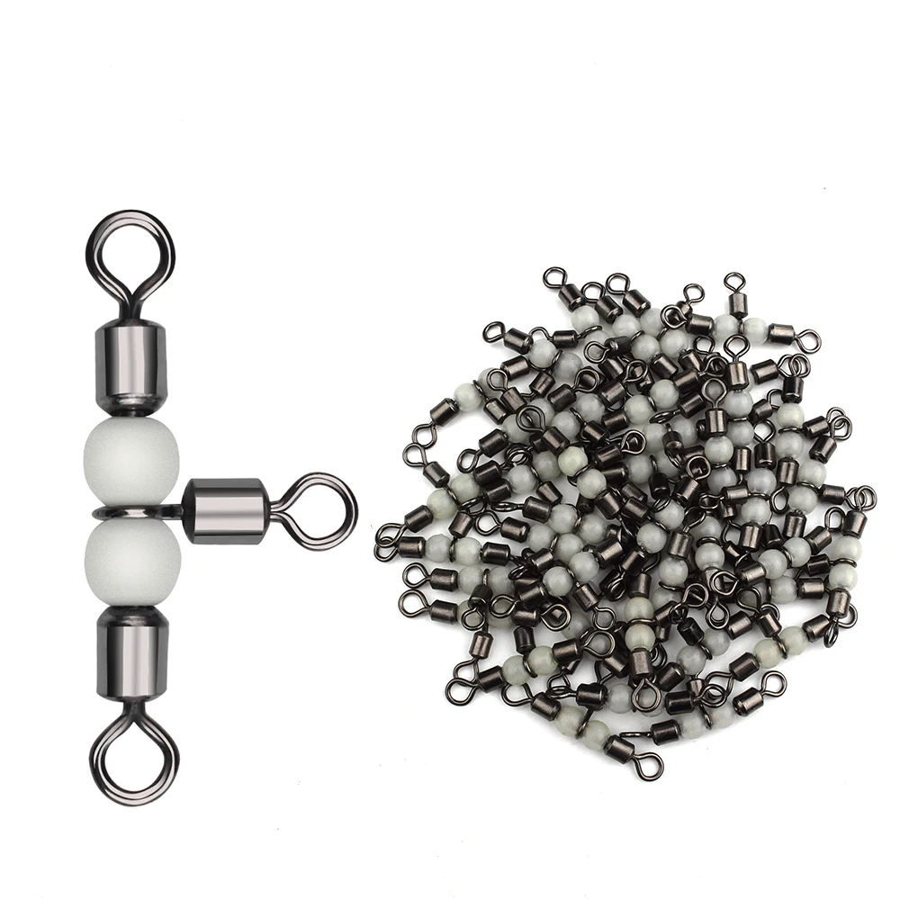 

DNDYUJU 10PCS Solid Ring Fishing Tackle Accessory equipment Fishing Rolling Triple Swivels Bearing Connector FishHooks