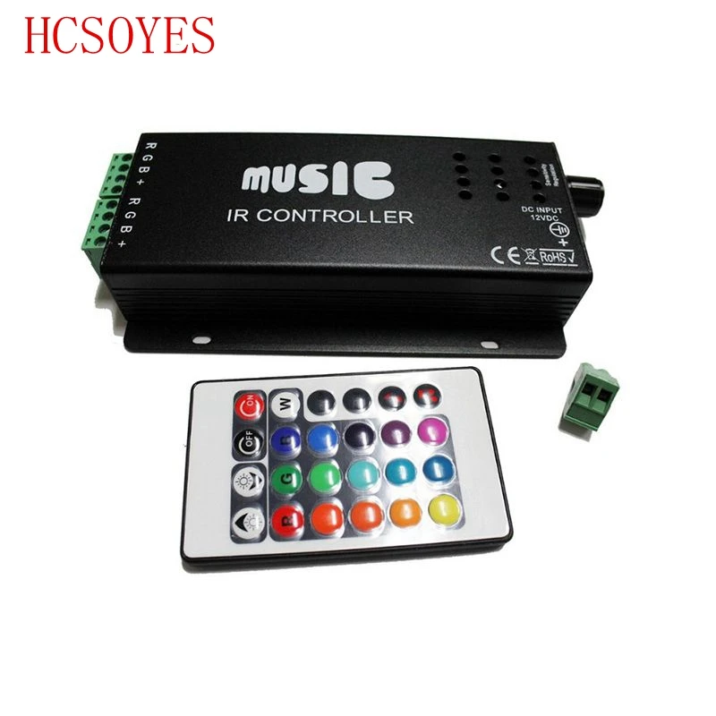 DC12 24V 24 клавиши музыкальный контроллер 3 канала ИК пульт RGB чувствительный к звуку