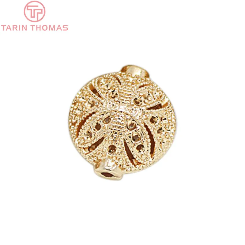 Латунные бусины-разделители овального цвета 4 шт. 14 х15 мм 24 К шампанского |