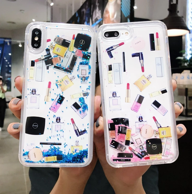 Модный косметический зыбучий песок чехол для телефона iPhone 11 Pro 6 7 8 XS Max Блестящий