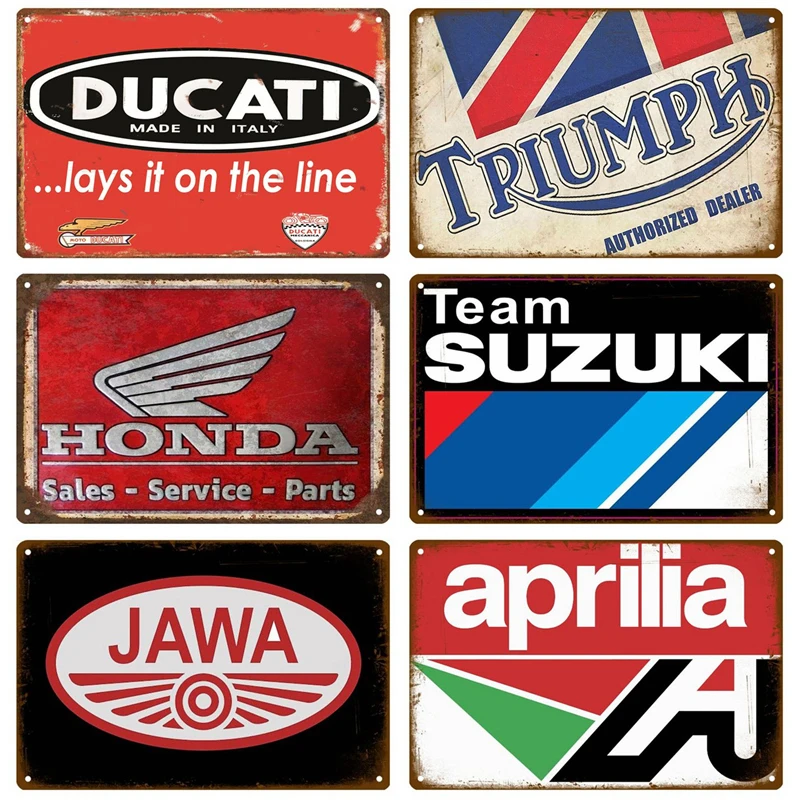 Ретро автомобили Сузуки мотоцикл металлический гаражный знак Оловянная табличка металлический декор для стен в винтажном стиле декор плакат пластины человек пещера в стиле «потертый шик