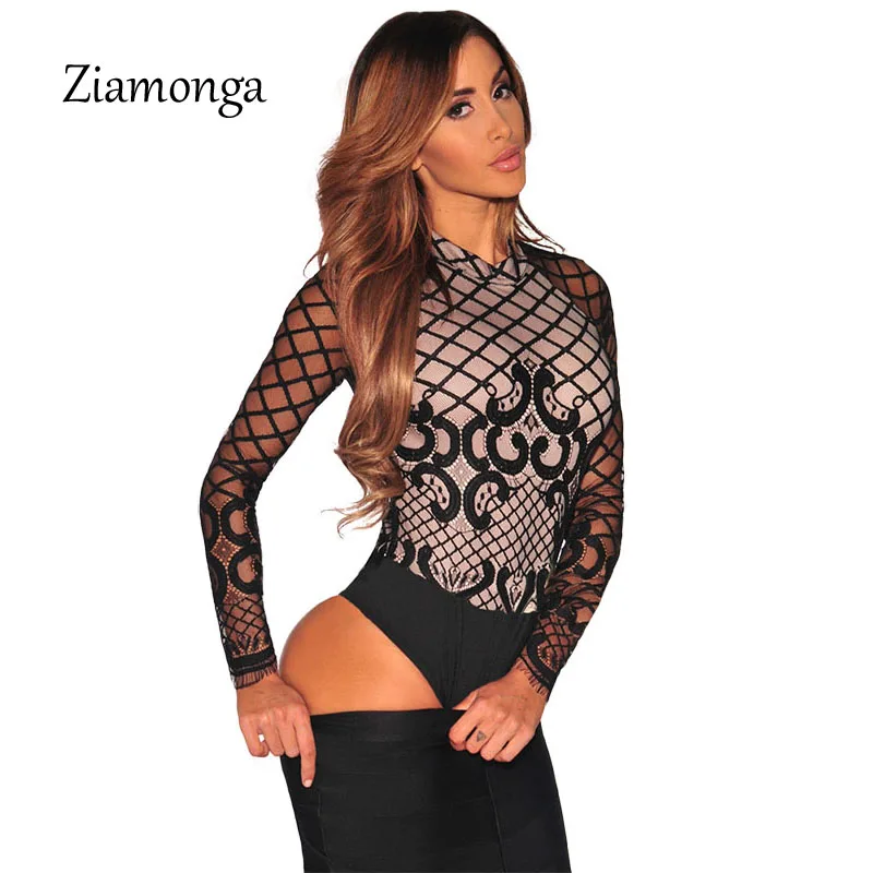 Новое Сексуальное Черное Кружевное боди женское прозрачное Сетчатое с вышивкой