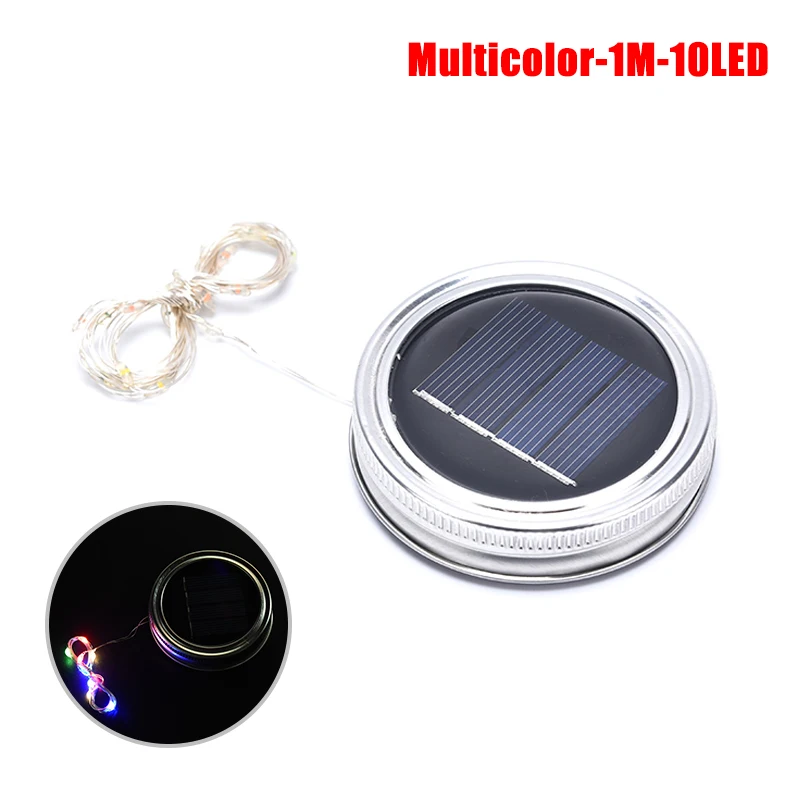

20 LEDs Solar Light Fairy Cap Light Mason Jar Lid Lamp Outdoor Garden Decor 2M Warm Light Automatic Charging Night Lighting