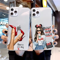 for transparent iphone 12 11 13 pro case 7 8 plus x xs max fashion women for cover iphone xr case soft tpu for iphone case
