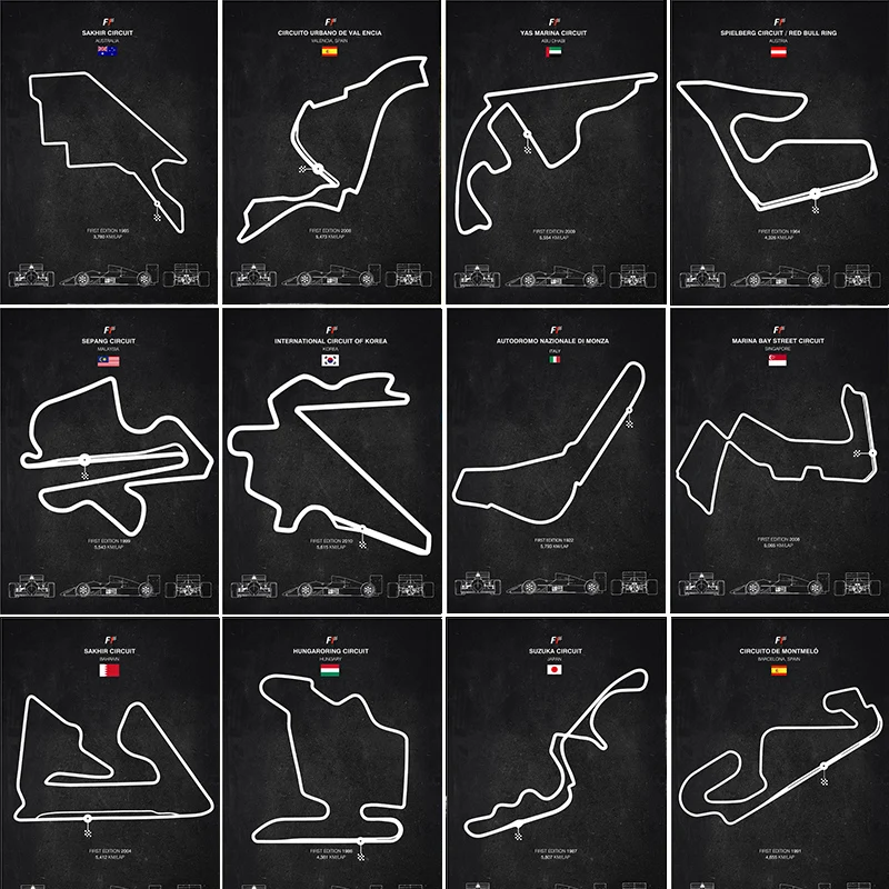 

Abstract Track F1 Race Car Circuit Canvas Painting Modern City Posters and Prints Wall Art Picture For Living Room Office Decor