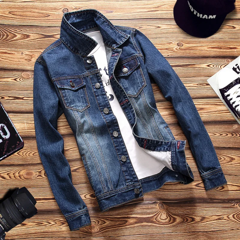 Джинсовая ткань Мужская джинсовая модная мужская куртка тонкая весенняя верхняя