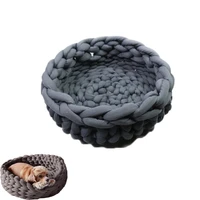 hand woven pet kennel coarse woolen thread washable solid color cat kennel cotton cloth soft and dirt resistant pet kennel
