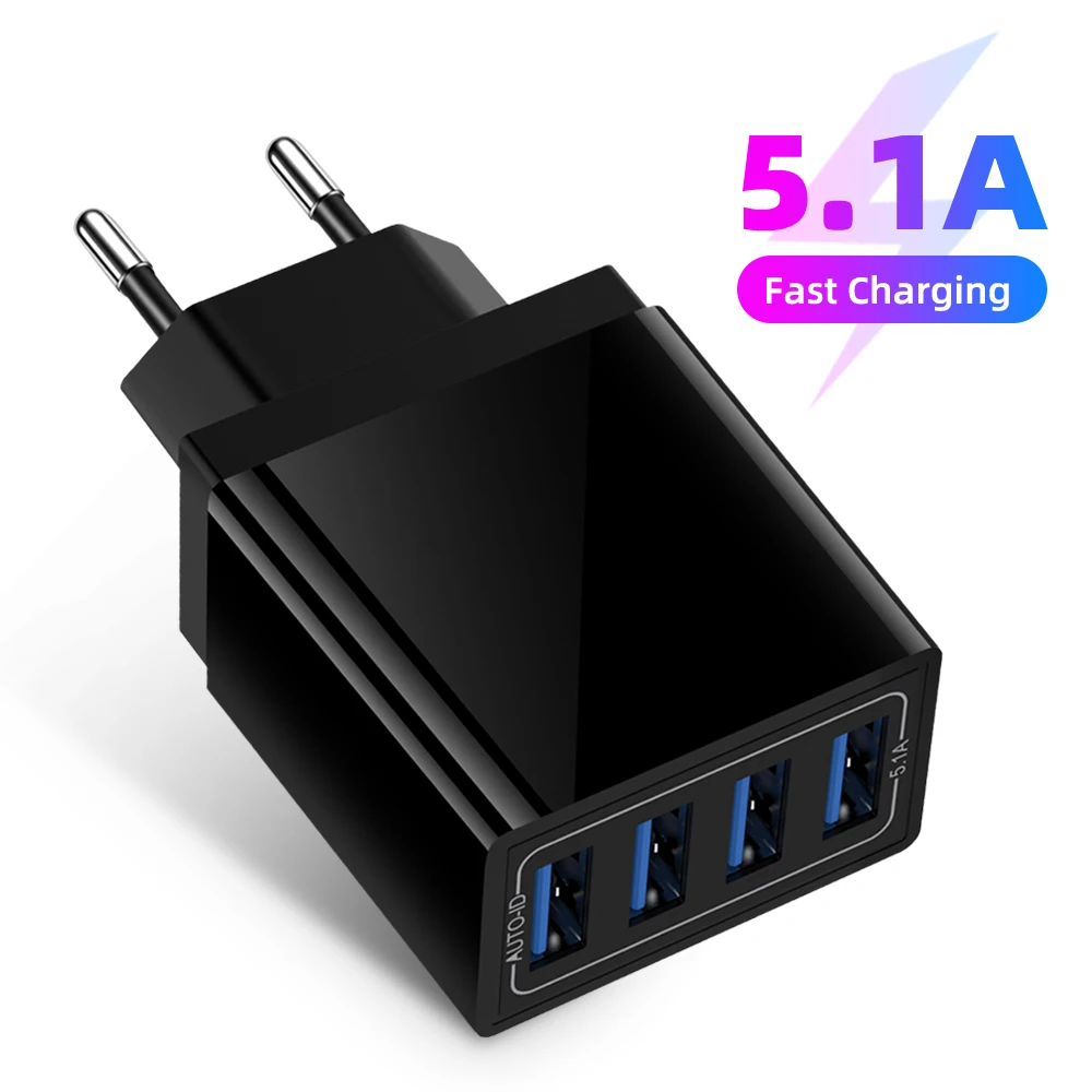 Универсальное дорожное зарядное устройство с 4 USB-портами 5 В/5 1 А | Мобильные