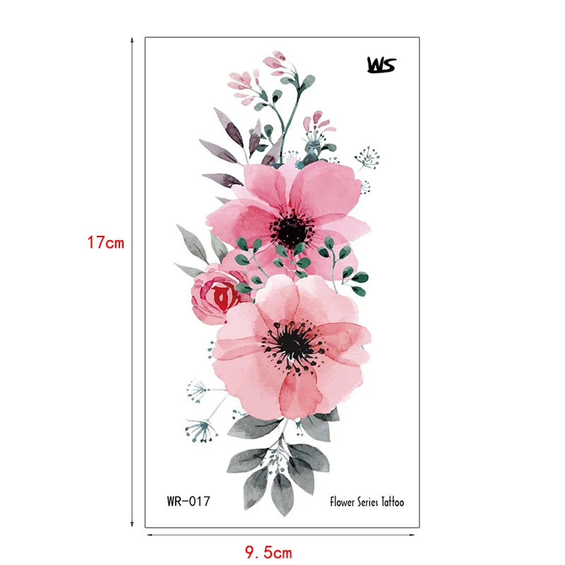 Акварельная тату-наклейка с розовым цветком персика цветок переводная картинка