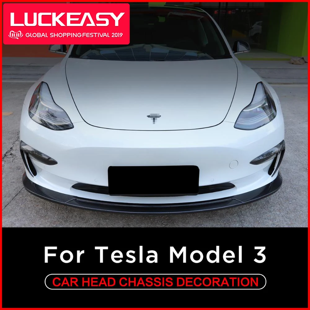 LUCKEASY защита переднего шасси автомобиля для Tesla модель 3- украшение шасси автомобиля 3 шт. набор белый/черный
