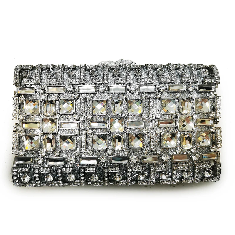 

New Arrival Silver Crystal Evening Clutch Rhinestone Women Party Prom Chain Clutches XIYUAN Wedding Bridal Shoulder Handbags