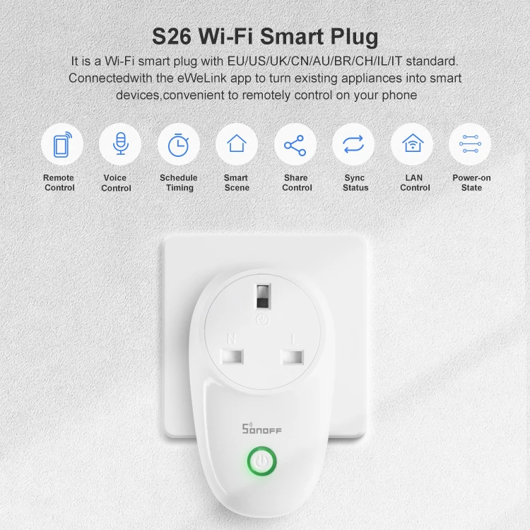 SONOFF plug S26 TPF TPE wifi smart socket LAN Control timing support alexa google ewelink yandex alice smartthings ESP8266 | Электроника