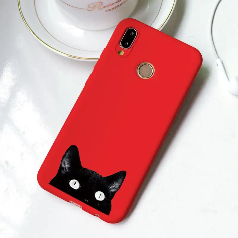 Kho-dbheimao Розовый матовый Мягкий ТПУ чехол с котом для huawei P30 P8 P9 P10 P20 mate 20 10 Lite Y6 Pro Y9 P Smart Plus чехол-накладка - Цвет: Kho-dbheimao