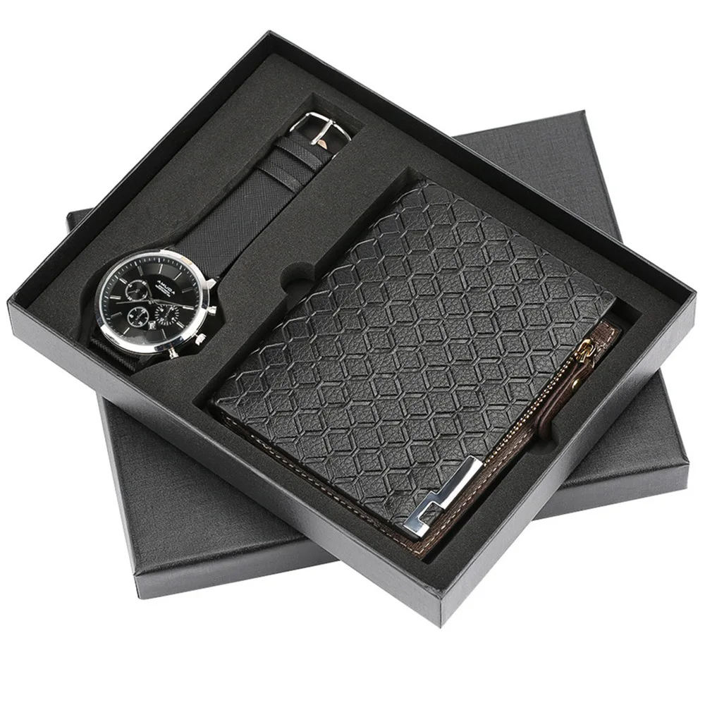

Men's Gift Set Beautifully Packaged Watch Wallet Set Quality-Creative Combination Set Couple Watches Pair Men and Women Relojes