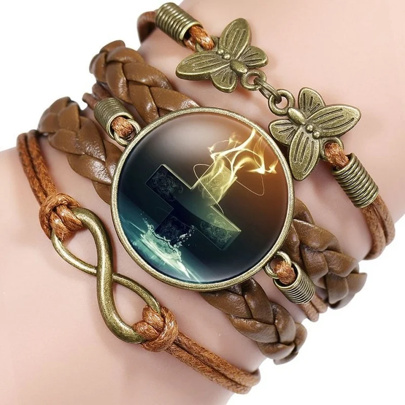 Комбинированный Кожаный браслет христианский католический крест Иисус Дева Mary с