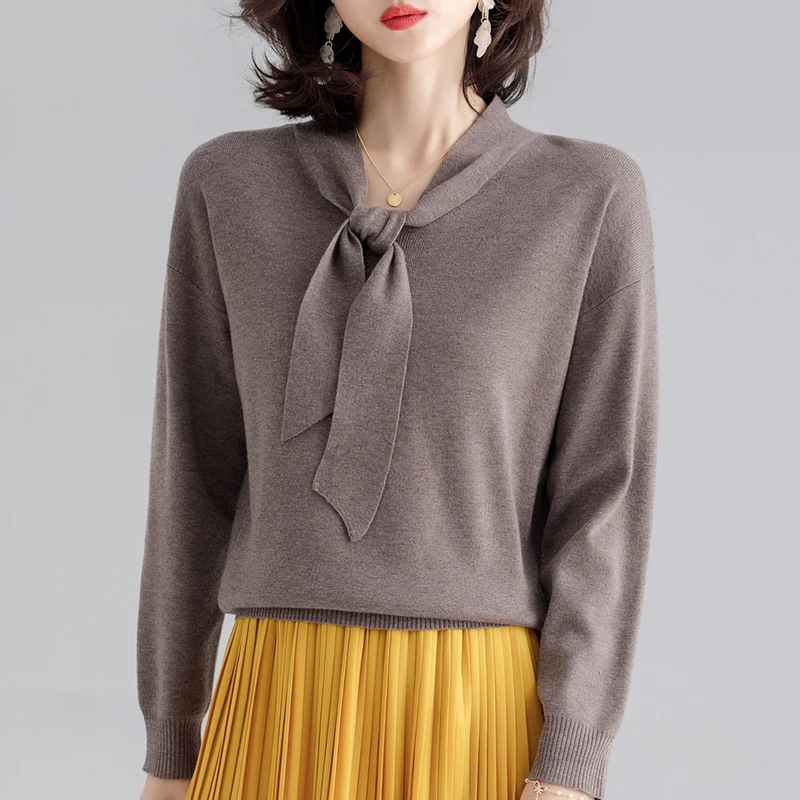 

Women's 2021 new early autumn sweater loose knit bottoming shirt Black