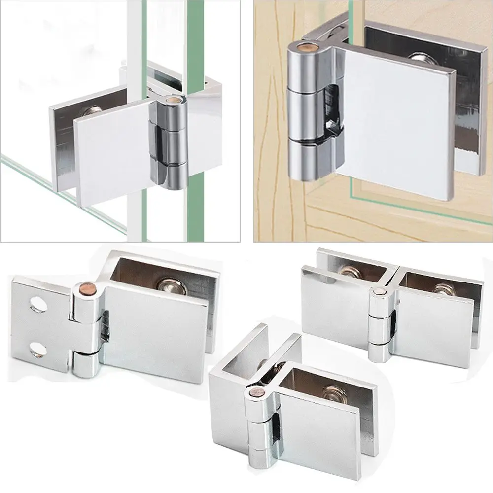 90 180 Degree Bilateral Clip Easy Install Glass Clamp Zinc Practical Durable Cabinet Door Hinge for Bathroom Furniture Cupboard |